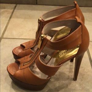 MICHAEL Michael Kors Gold/Brown Peep Toe Platform